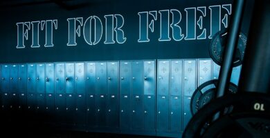 a row of lockers with a sign that says fit for free